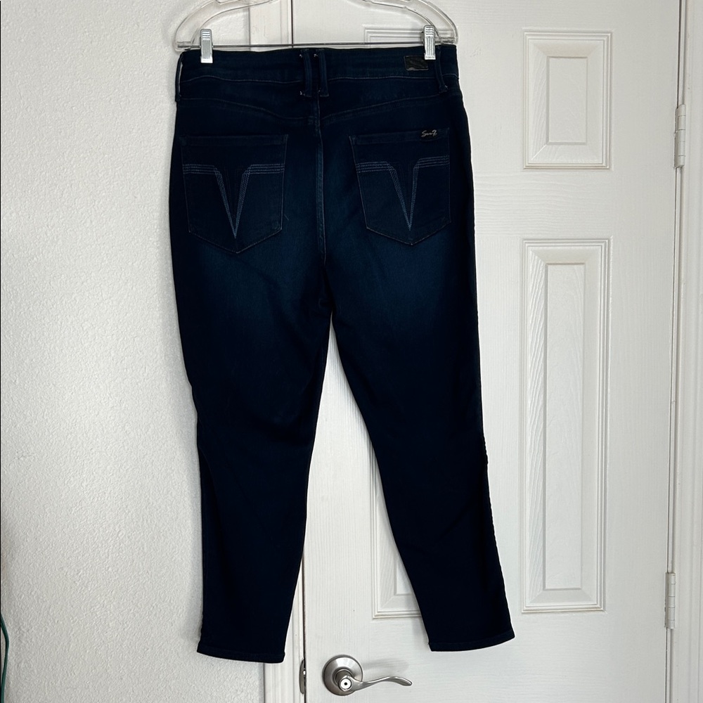 Seven7 Dark Blue Women’s Jeans - high rise, skinny crop